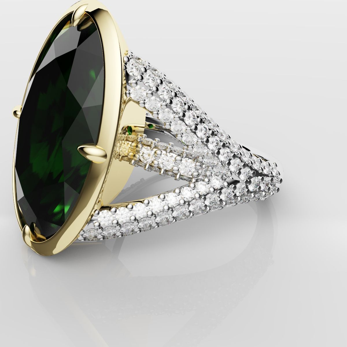 Green Oval Emerald Engagement Ring