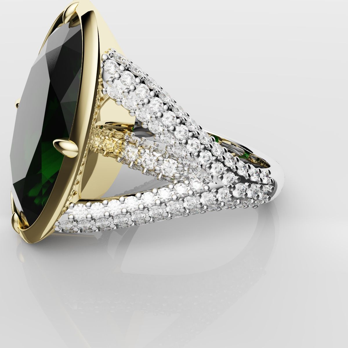Green Oval Emerald Engagement Ring