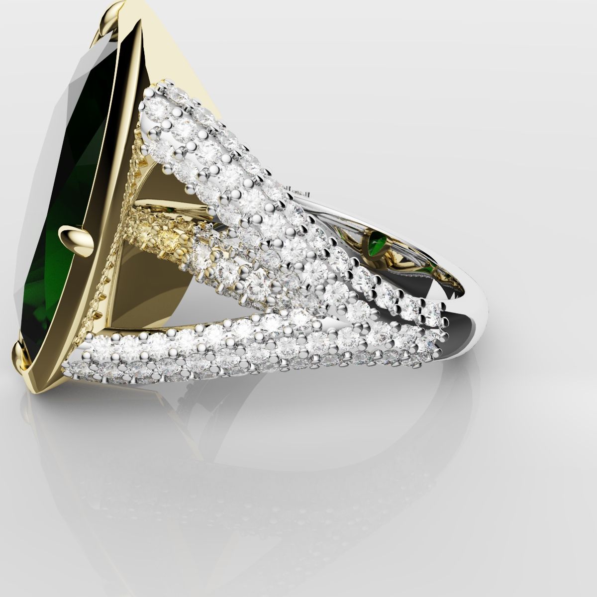 Green Oval Emerald Engagement Ring
