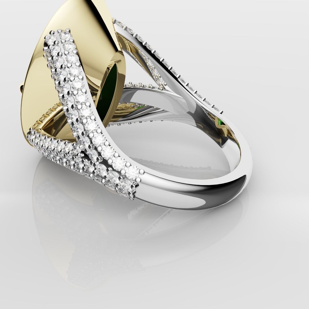 Green Oval Emerald Engagement Ring