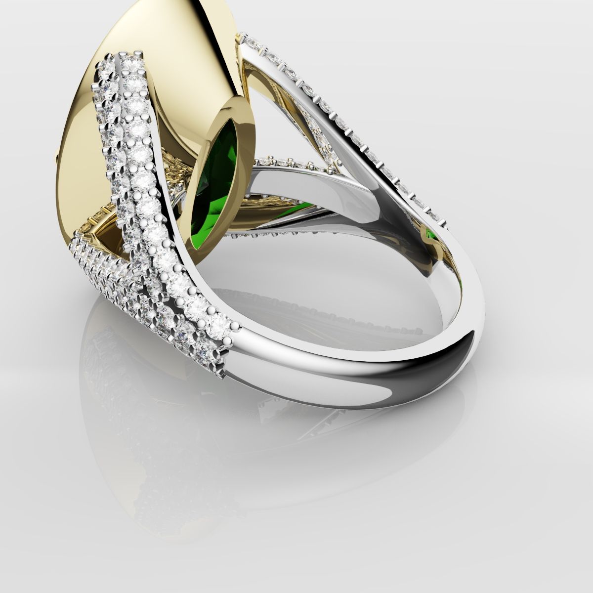 Green Oval Emerald Engagement Ring