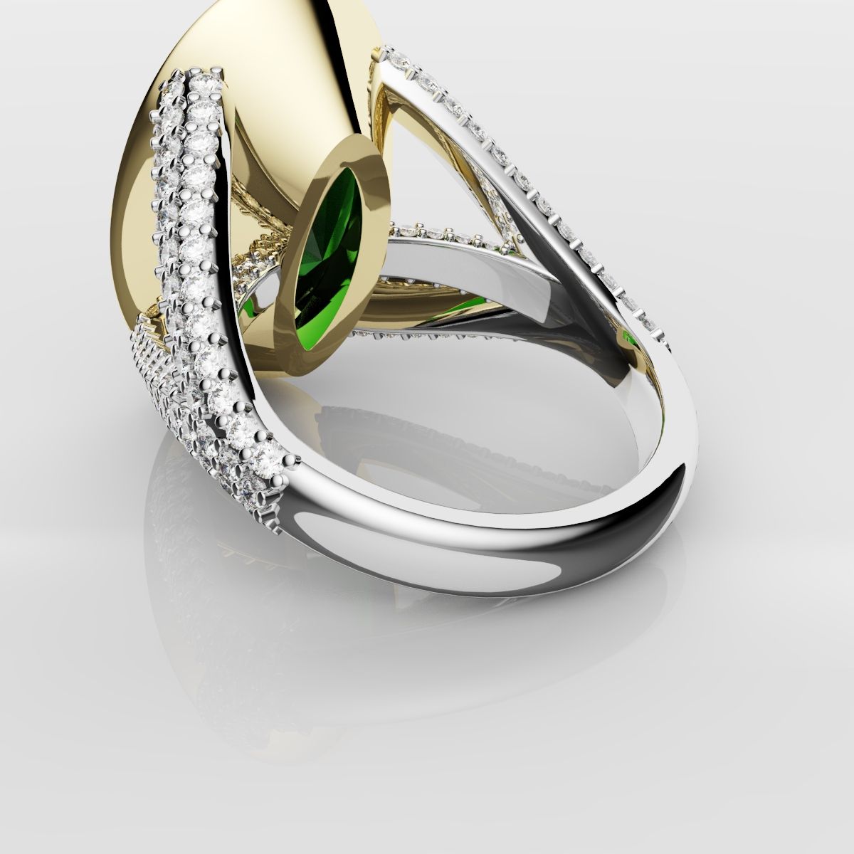 Green Oval Emerald Engagement Ring