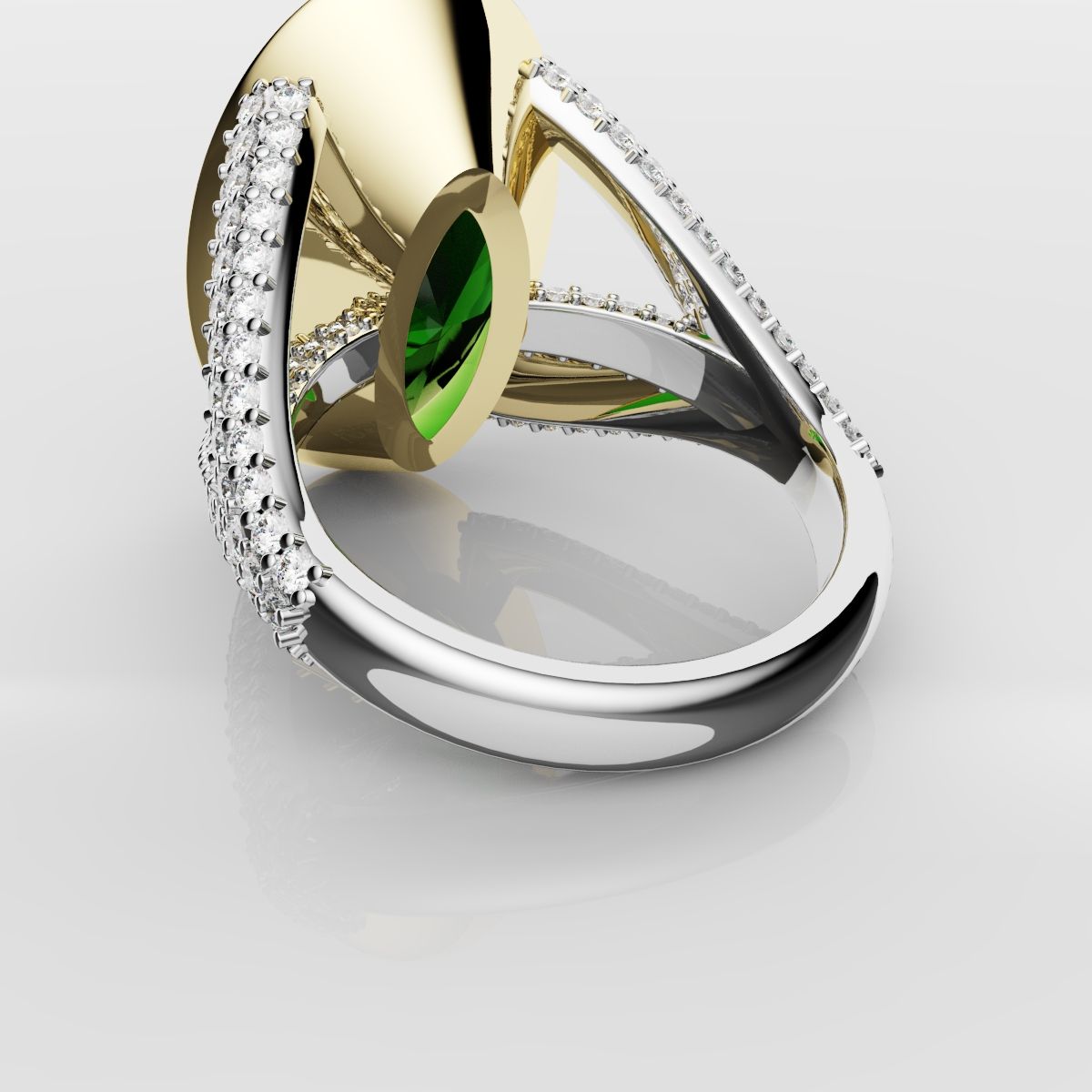 Green Oval Emerald Engagement Ring