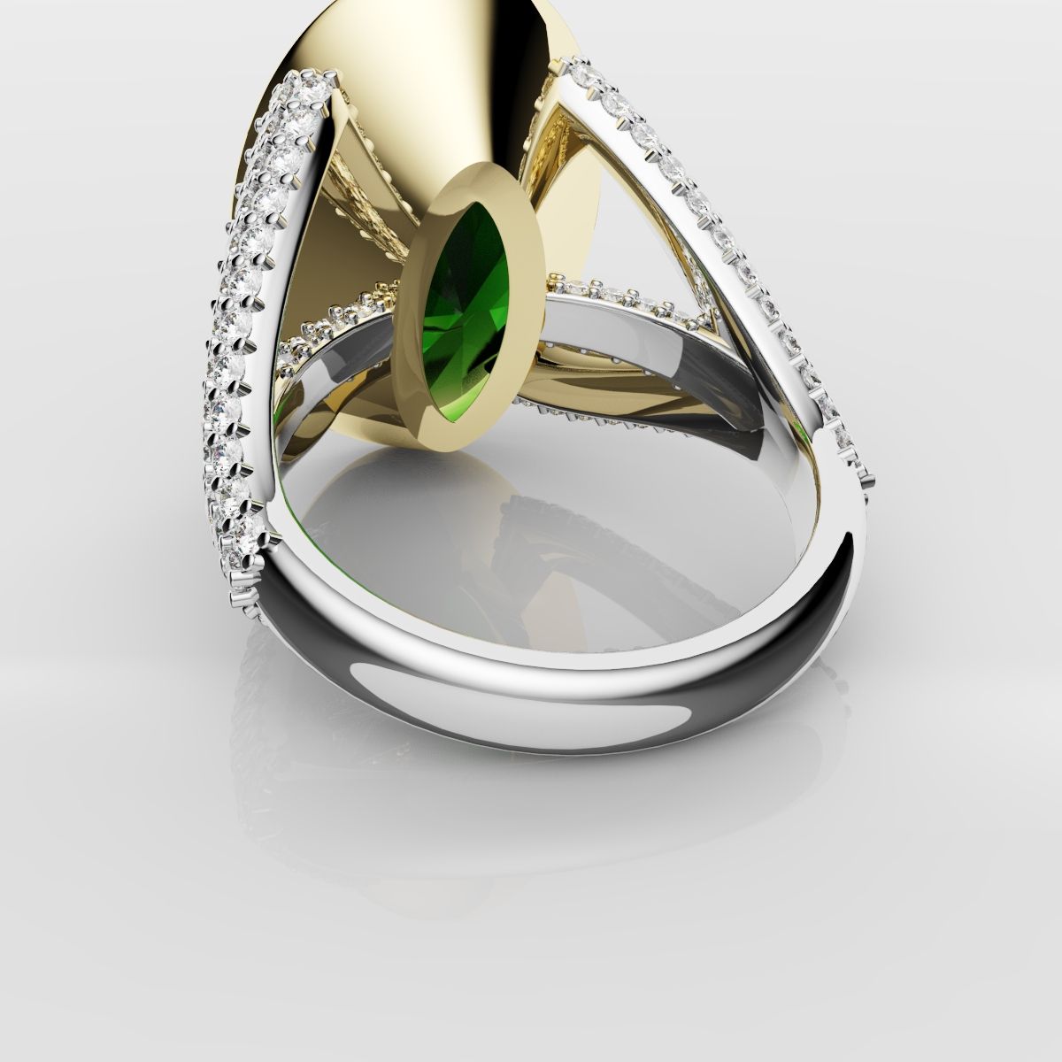 Green Oval Emerald Engagement Ring