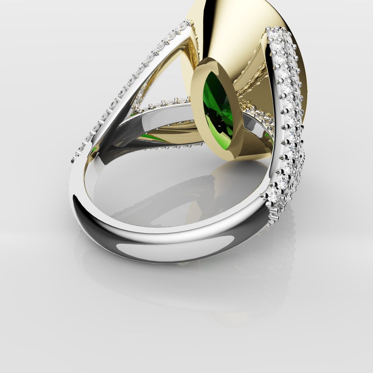 Green Oval Emerald Engagement Ring