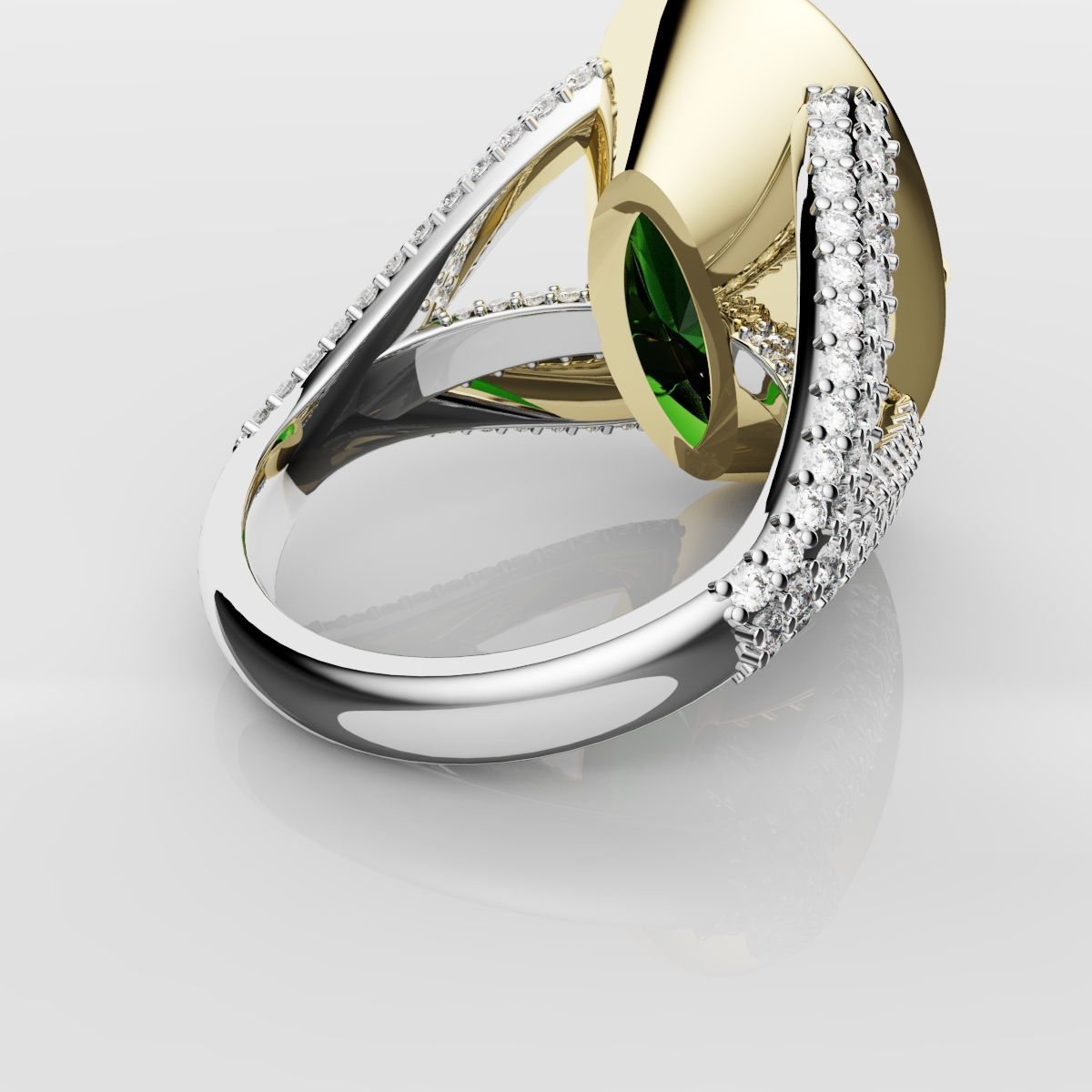 Green Oval Emerald Engagement Ring