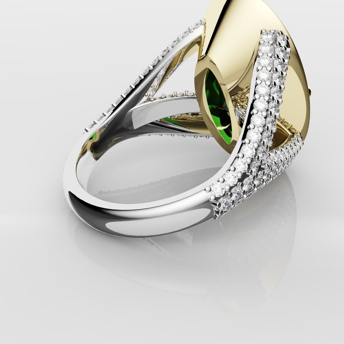 Green Oval Emerald Engagement Ring