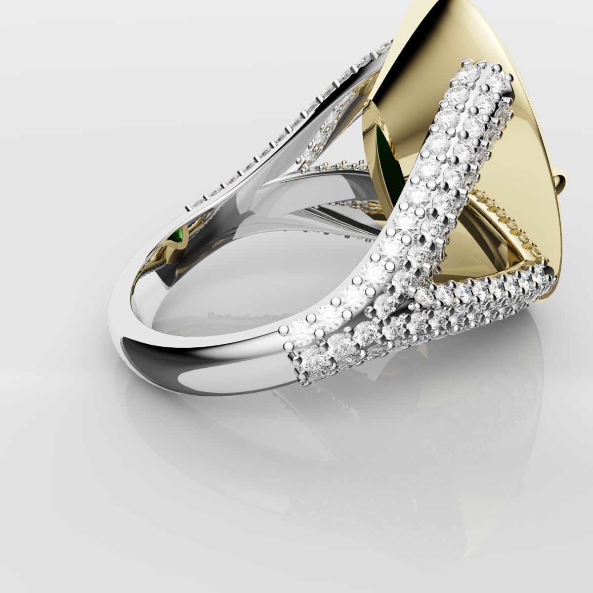 Green Oval Emerald Engagement Ring