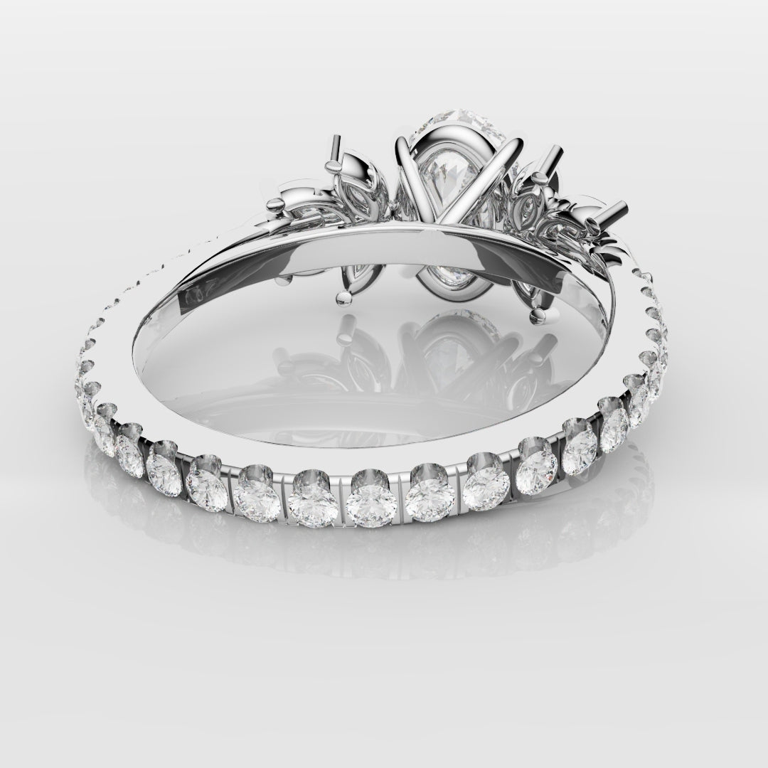 Oval Diamond Engagement Ring With Marquise Detailing