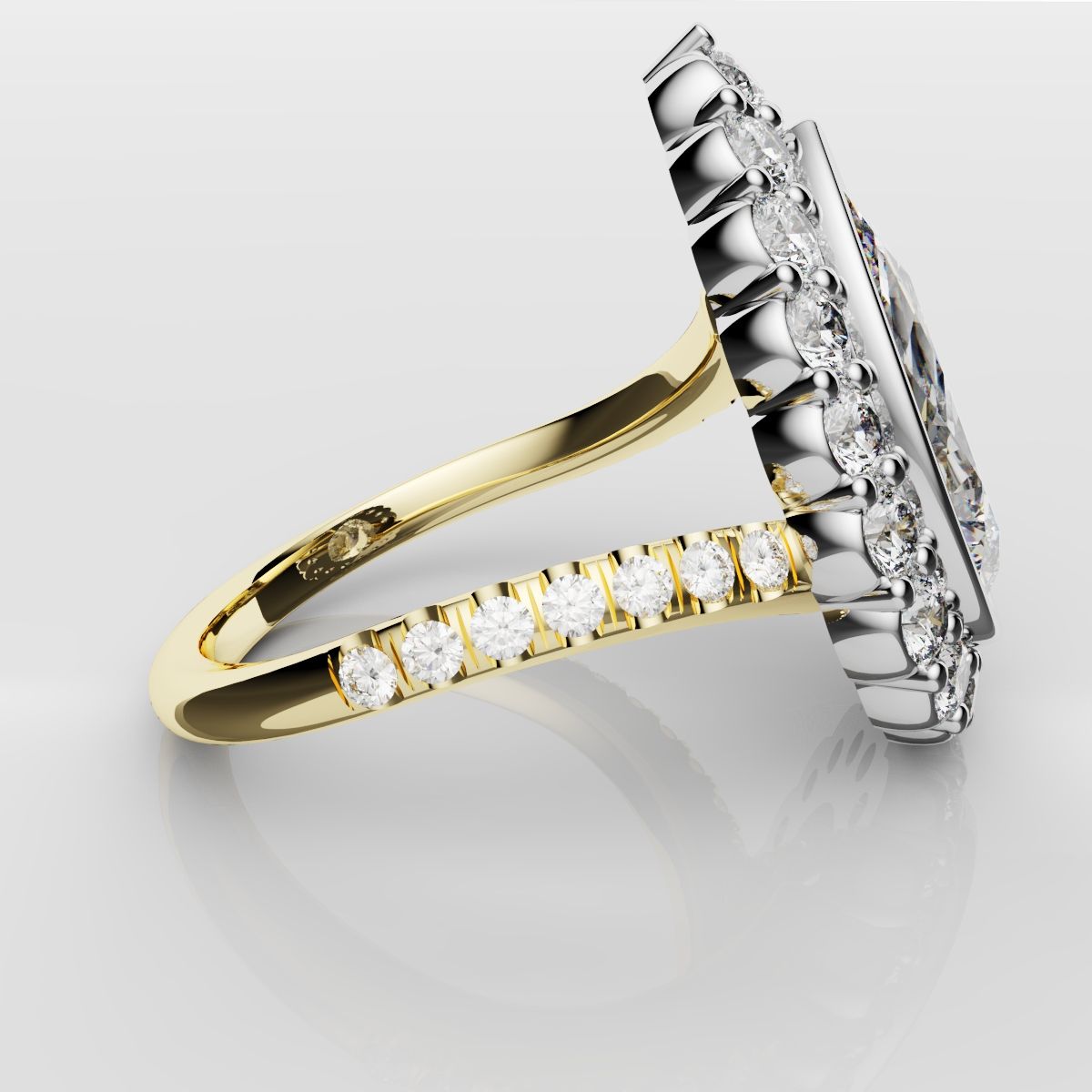 Pear Diamond Halo Engagement Ring