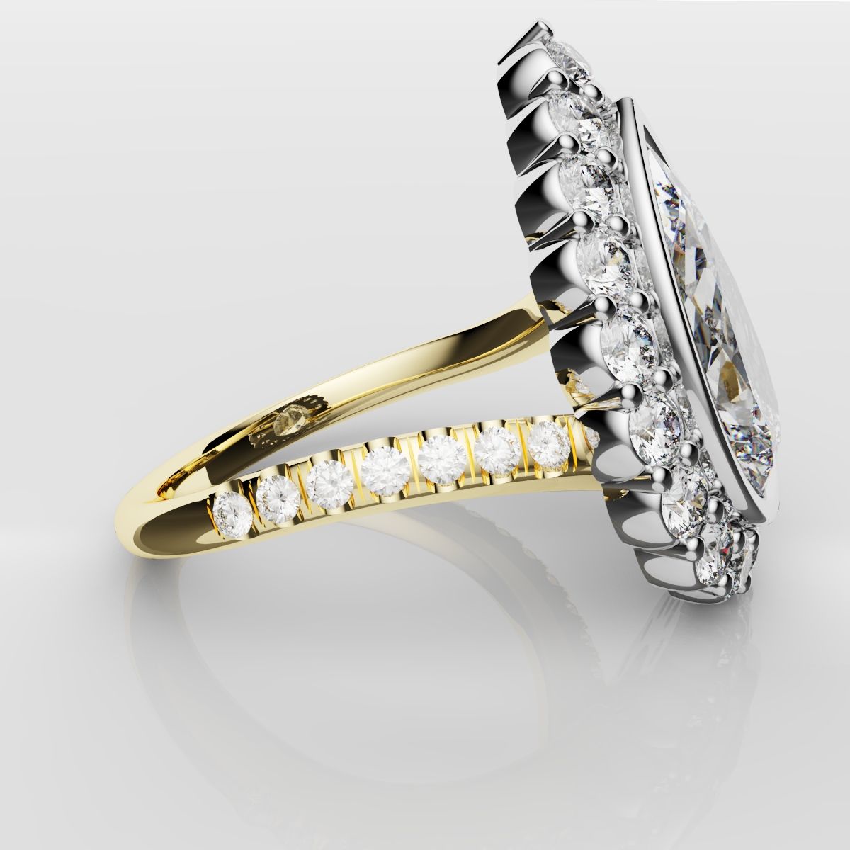 Pear Diamond Halo Engagement Ring