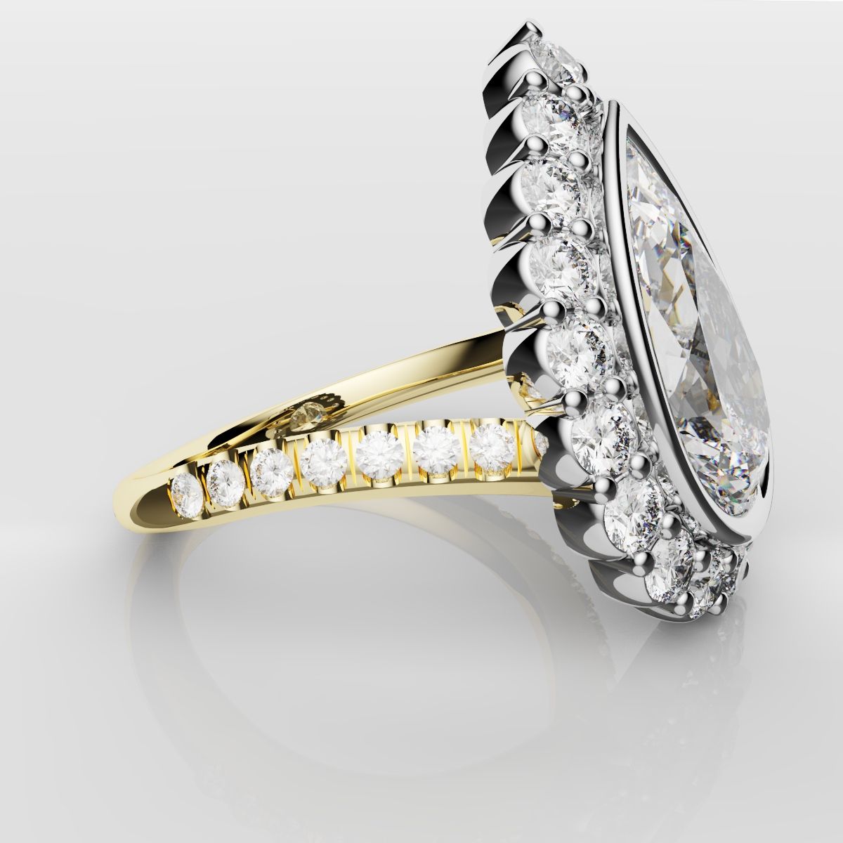Pear Diamond Halo Engagement Ring