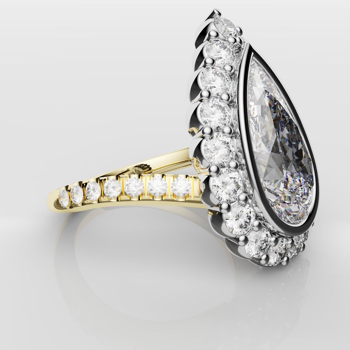 Pear Diamond Halo Engagement Ring