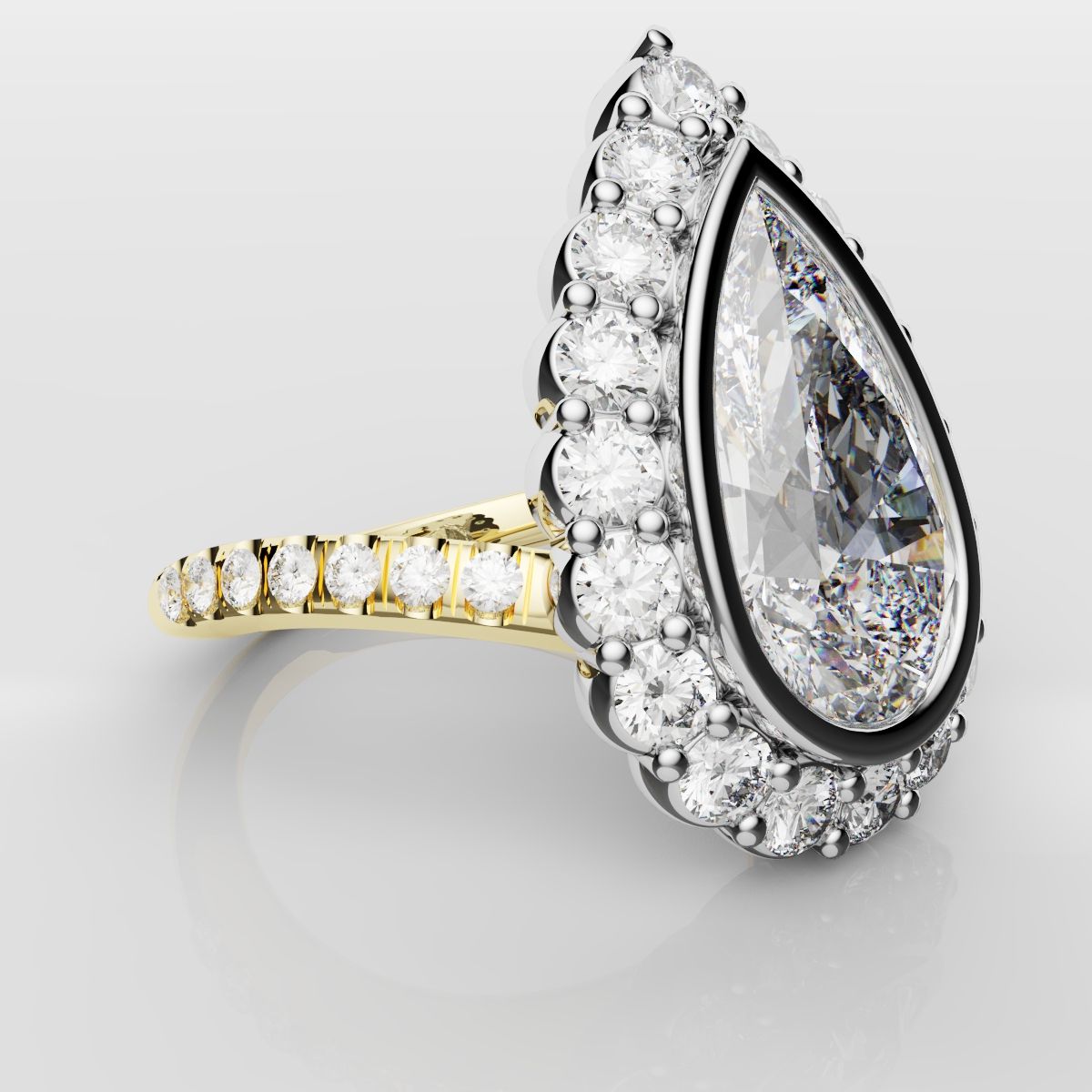 Pear Diamond Halo Engagement Ring
