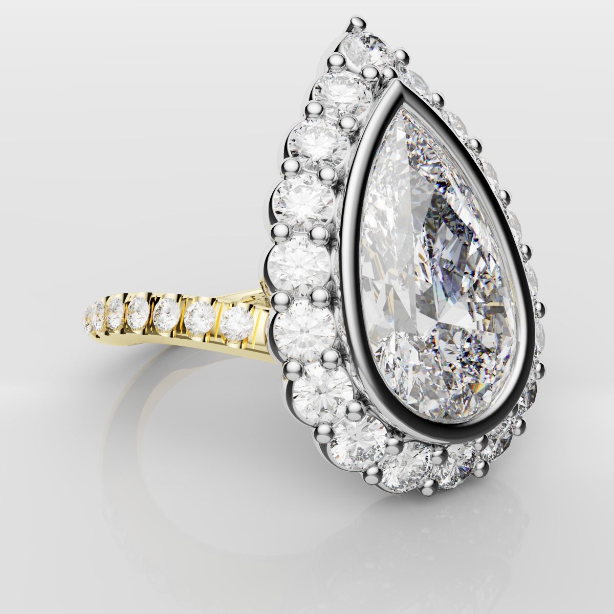 Pear Diamond Halo Engagement Ring