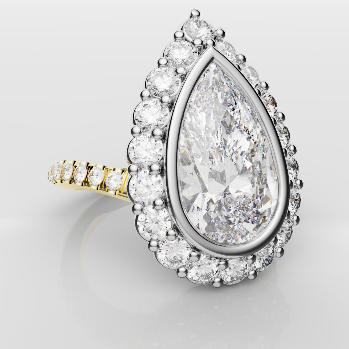 Pear Diamond Halo Engagement Ring