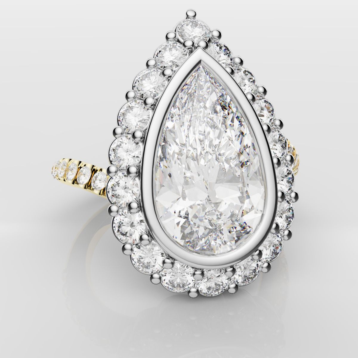 Pear Diamond Halo Engagement Ring