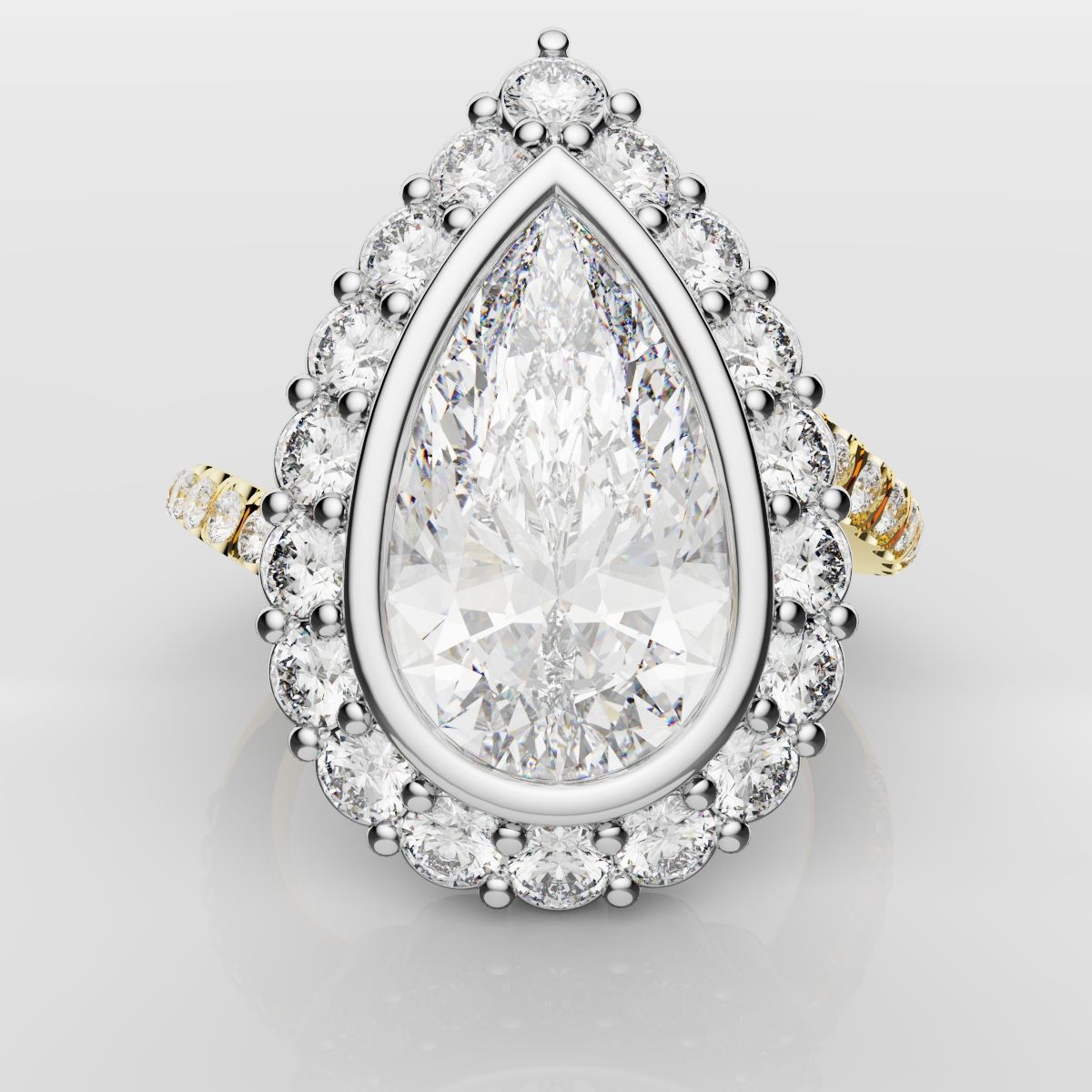 Pear Diamond Halo Engagement Ring