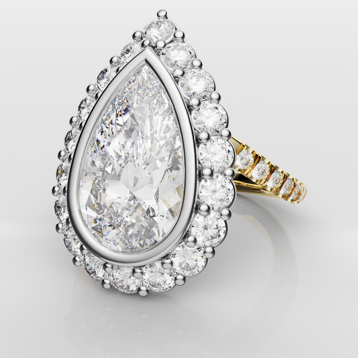 Pear Diamond Halo Engagement Ring