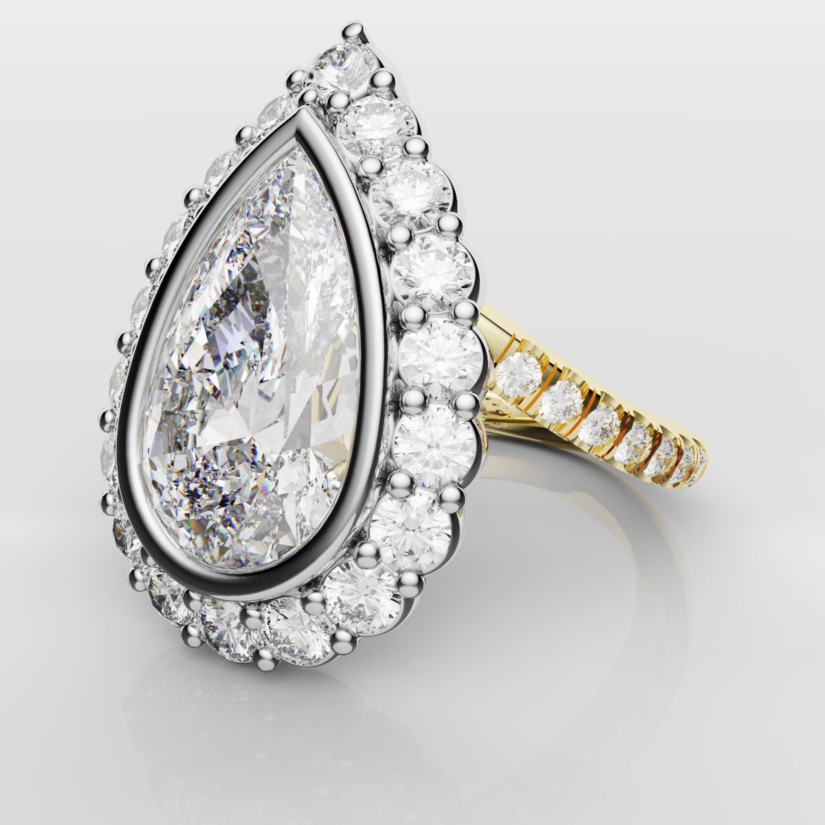 Pear Diamond Halo Engagement Ring