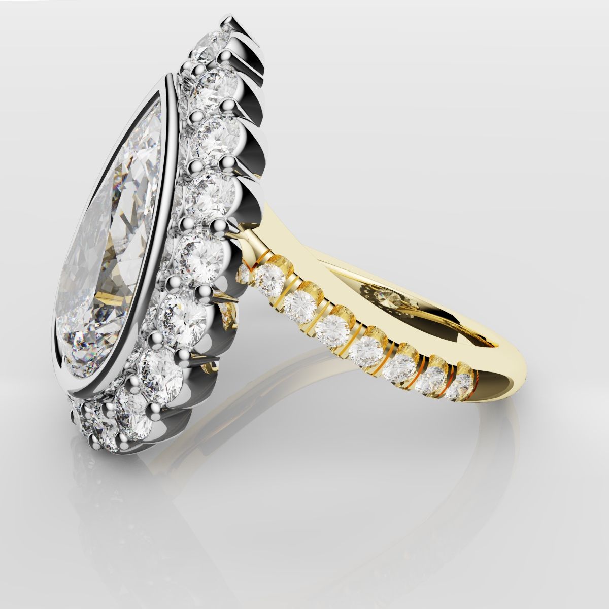 Pear Diamond Halo Engagement Ring