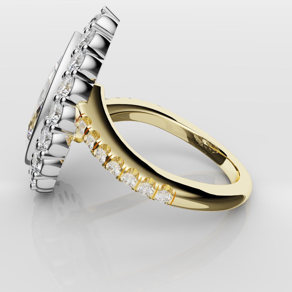 Pear Diamond Halo Engagement Ring