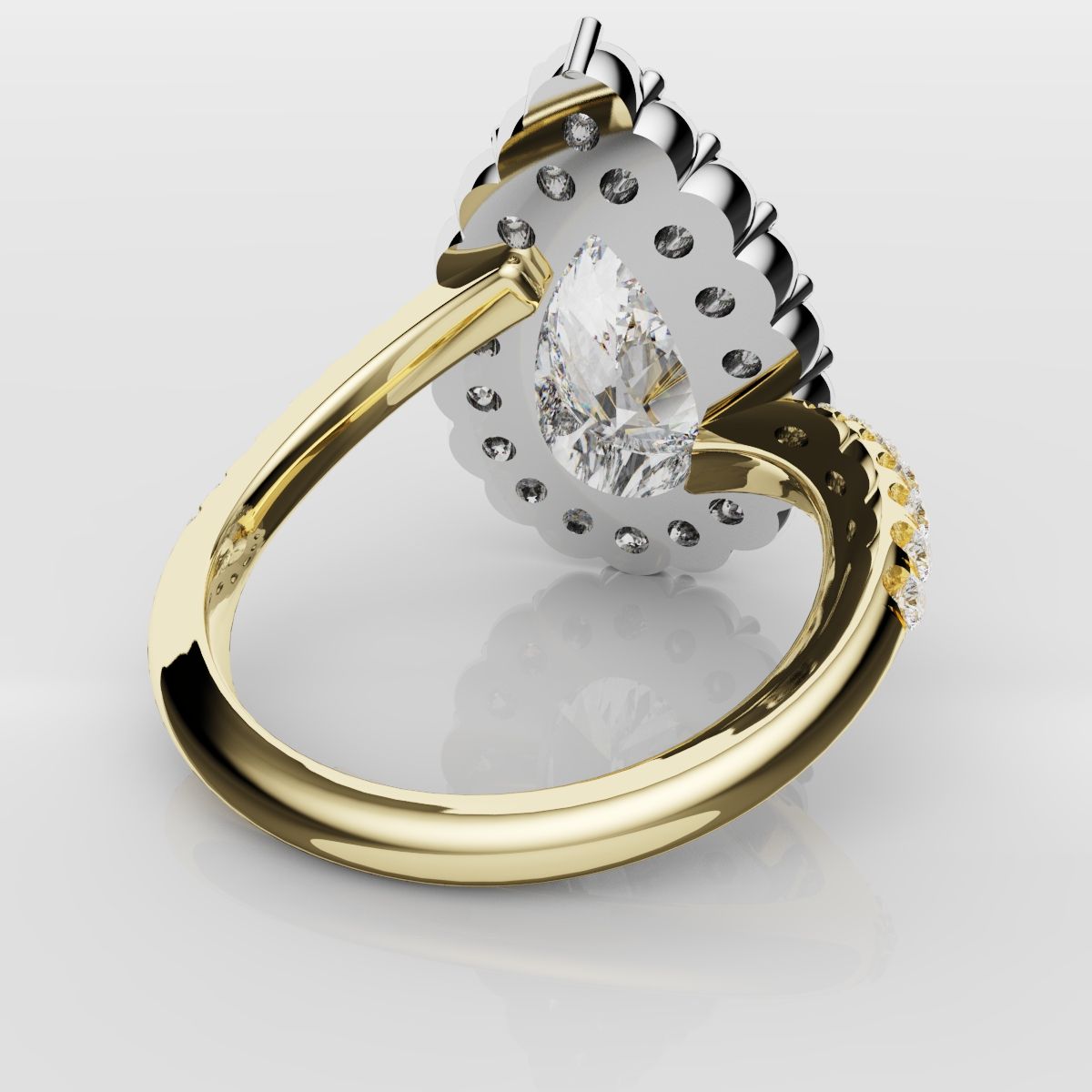 Pear Diamond Halo Engagement Ring