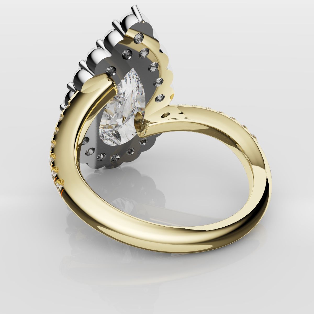 Pear Diamond Halo Engagement Ring