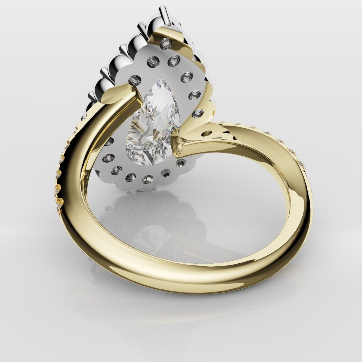 Pear Diamond Halo Engagement Ring