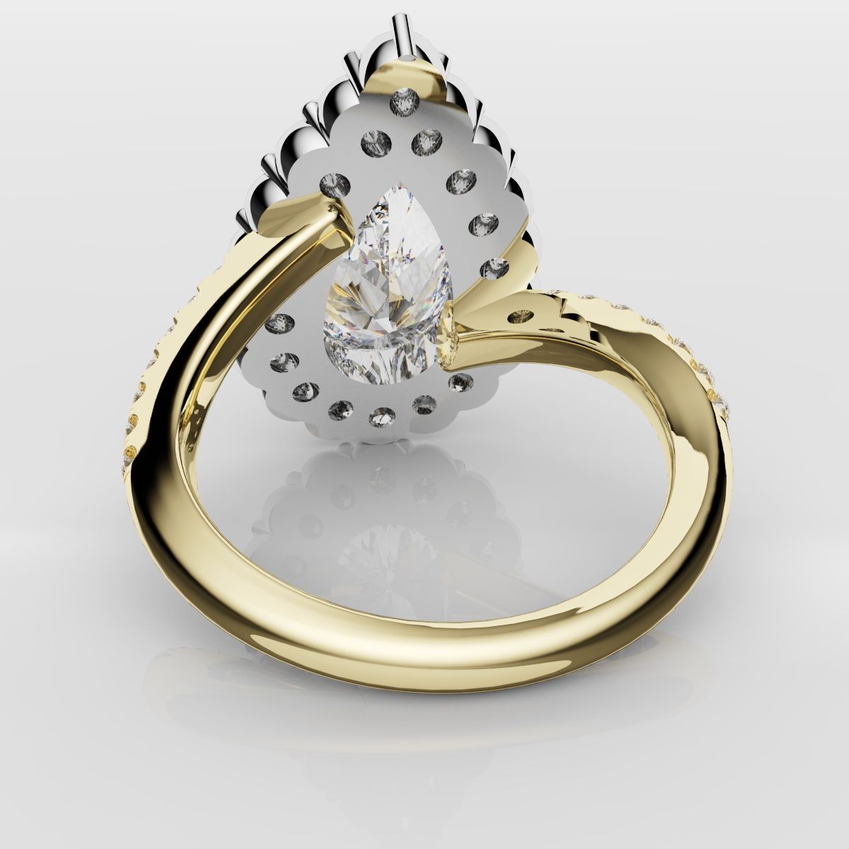 Pear Diamond Halo Engagement Ring