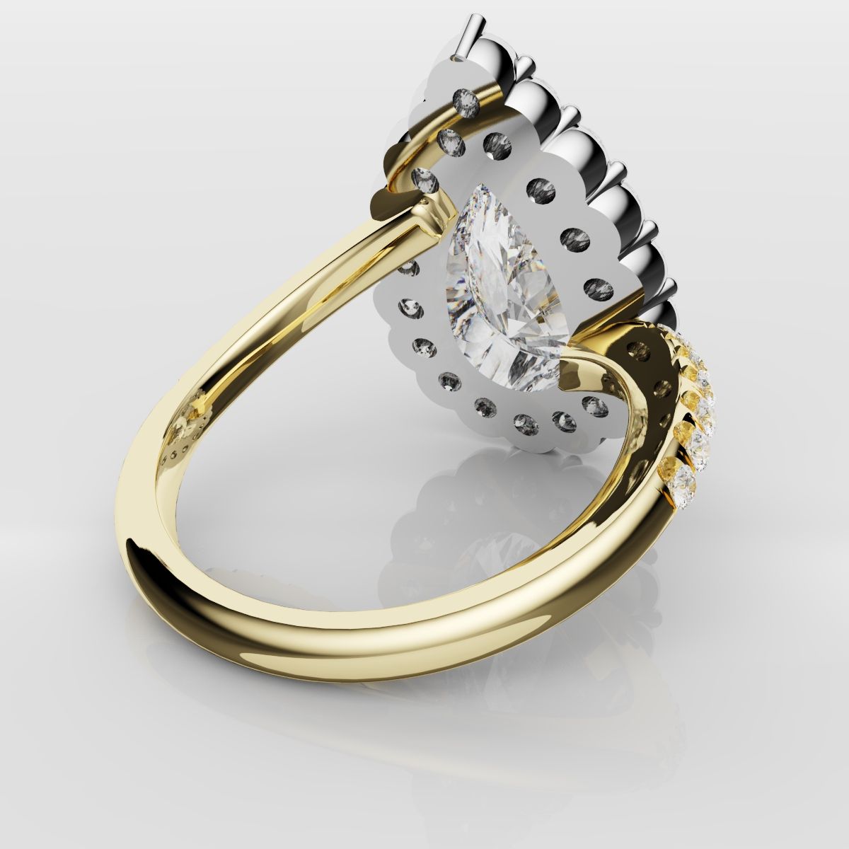 Pear Diamond Halo Engagement Ring