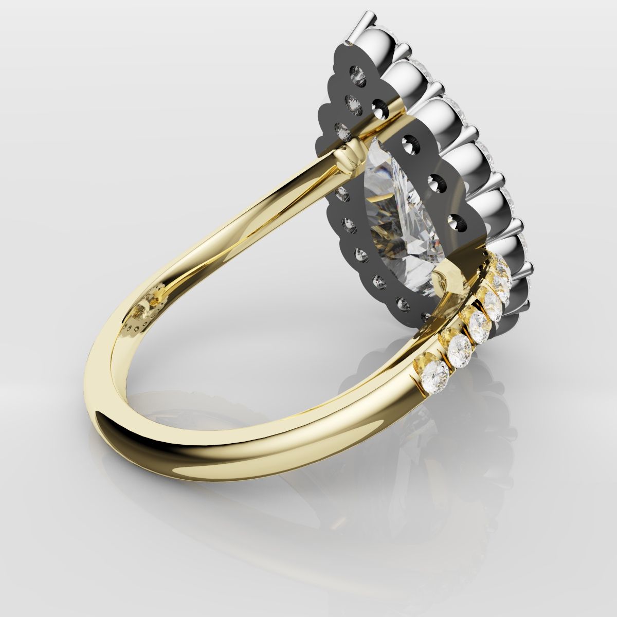 Pear Diamond Halo Engagement Ring