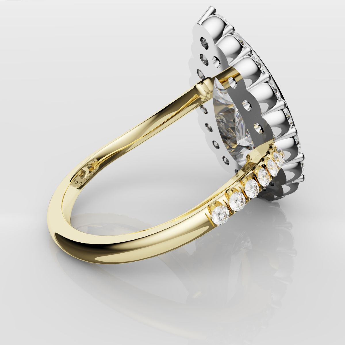 Pear Diamond Halo Engagement Ring