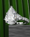 Pear and Trilliant Diamond Trilogy Engagement Ring - With Hidden Halo Detailing