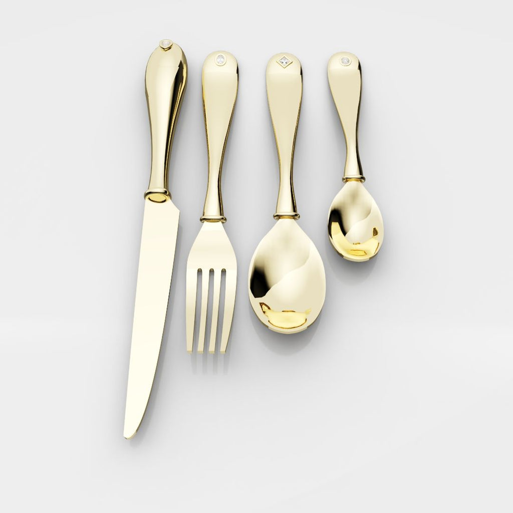 18ct Yellow Gold Cutlery Set - With 0.50ct GIA Certified Diamonds
