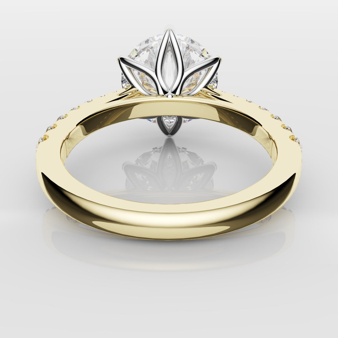 Round Brilliant Cut Tulip Detail Engagement Ring
