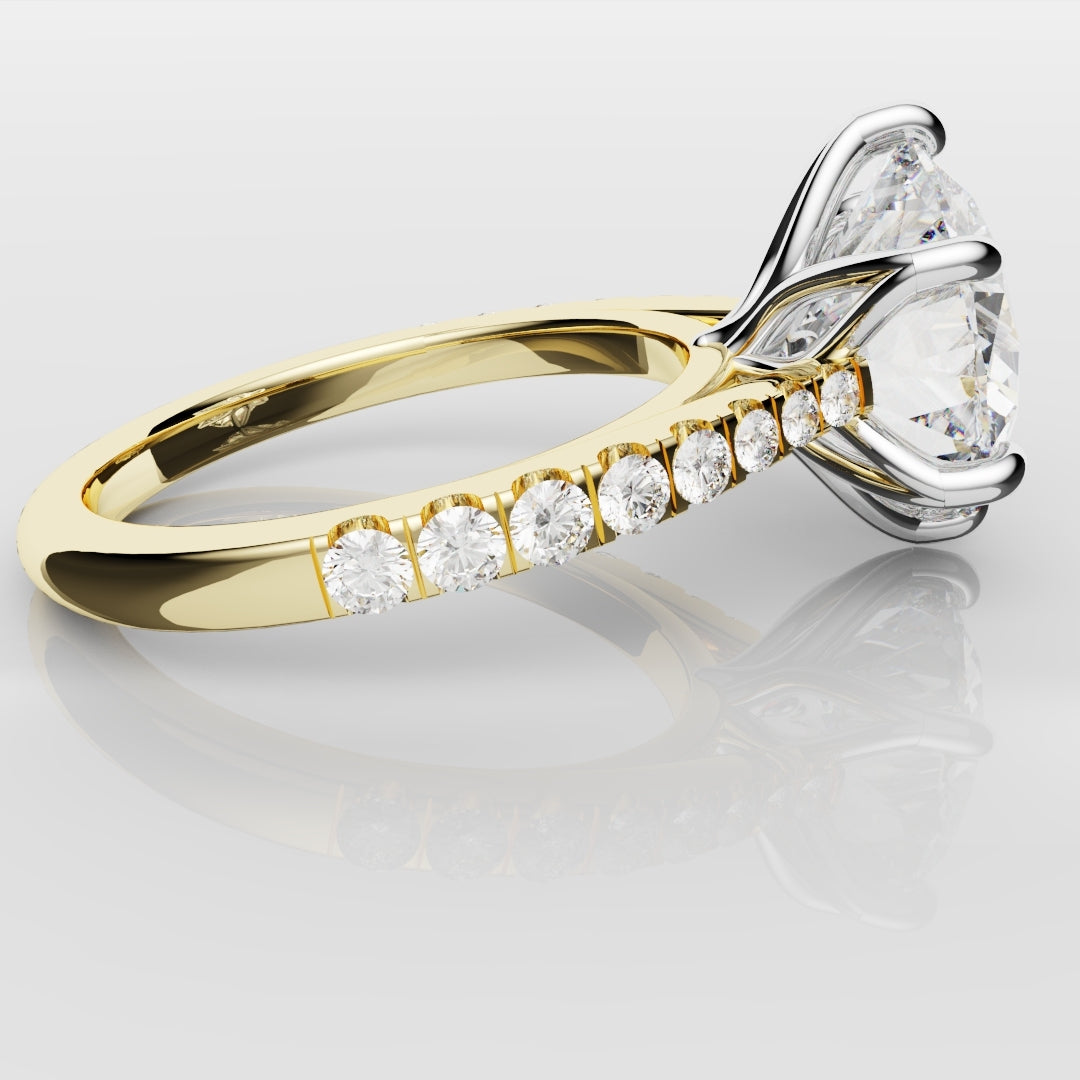 Round Brilliant Cut Tulip Detail Engagement Ring