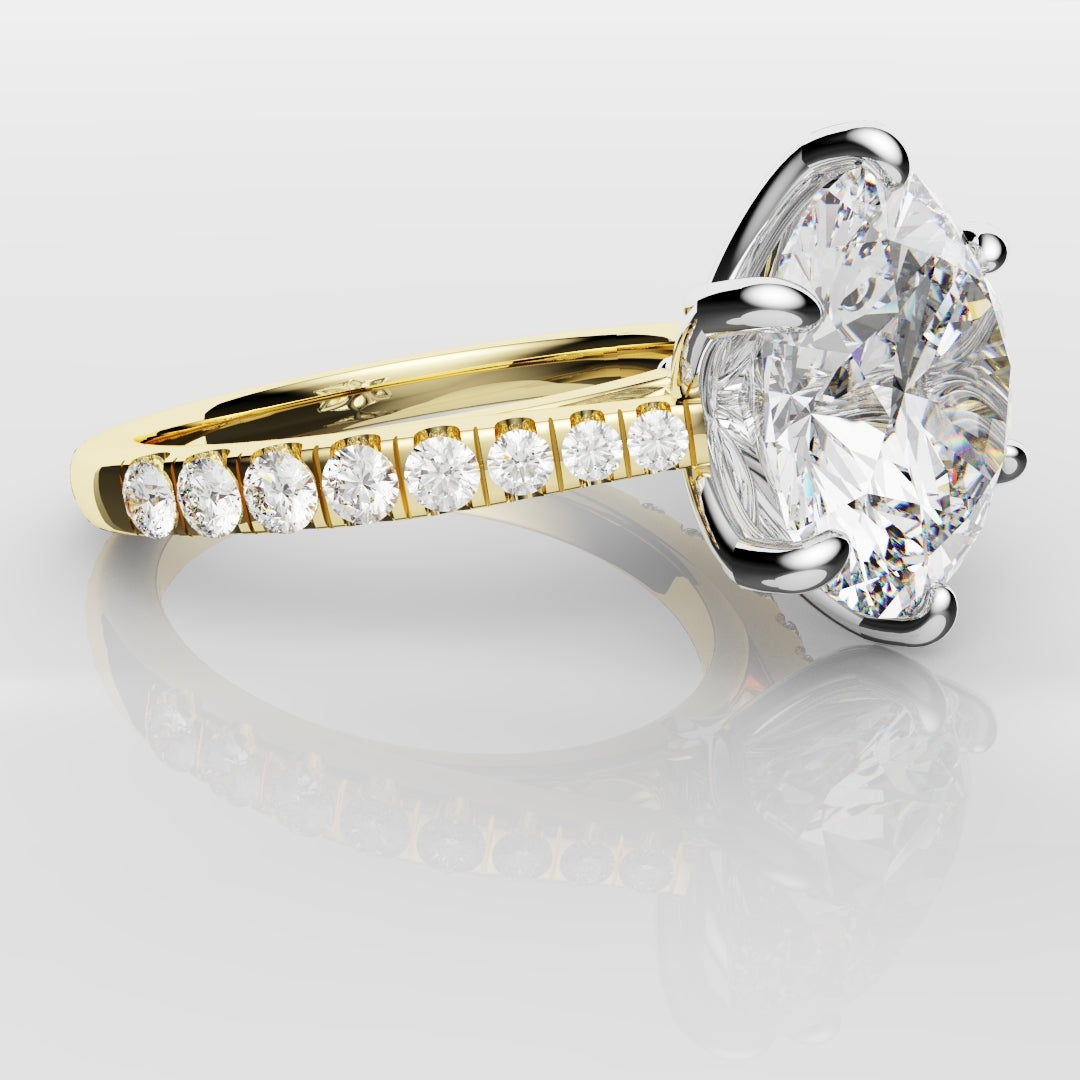 Round Brilliant Cut Tulip Detail Engagement Ring