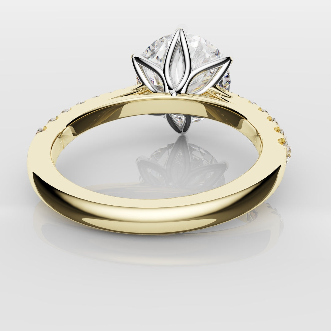 Round Brilliant Cut Tulip Detail Engagement Ring