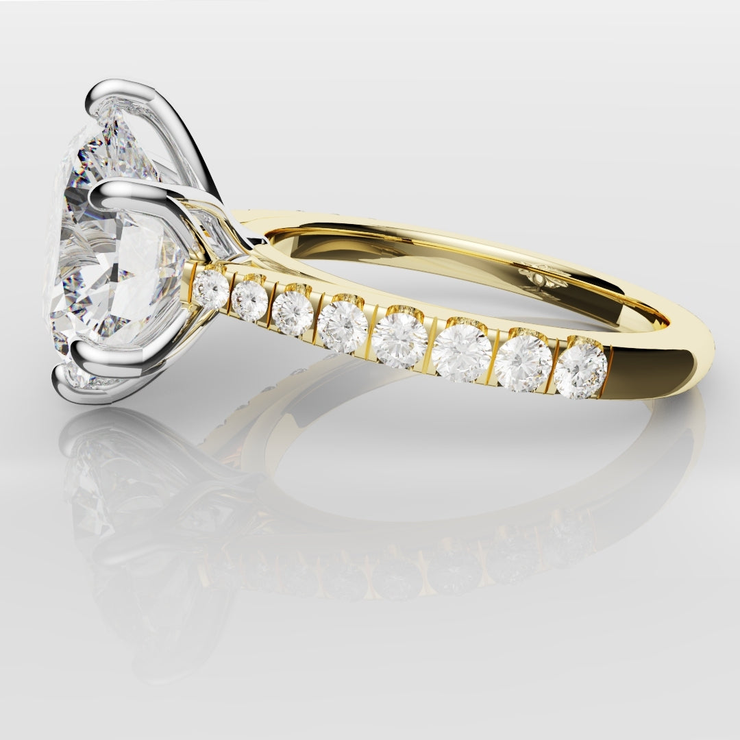 Round Brilliant Cut Tulip Detail Engagement Ring