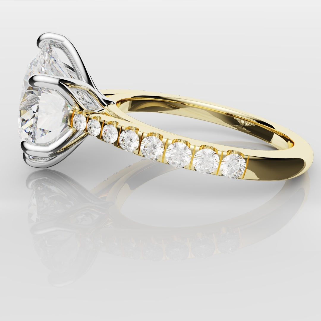 Round Brilliant Cut Tulip Detail Engagement Ring
