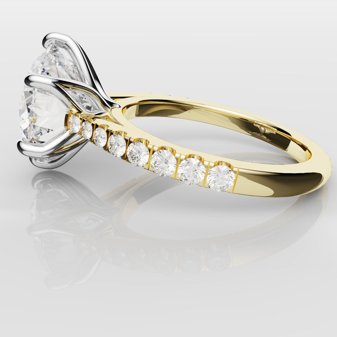 Round Brilliant Cut Tulip Detail Engagement Ring