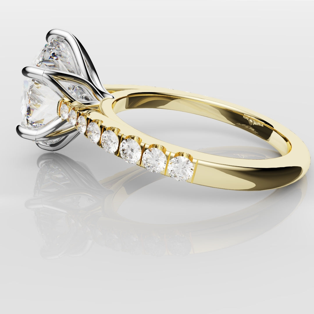 Round Brilliant Cut Tulip Detail Engagement Ring