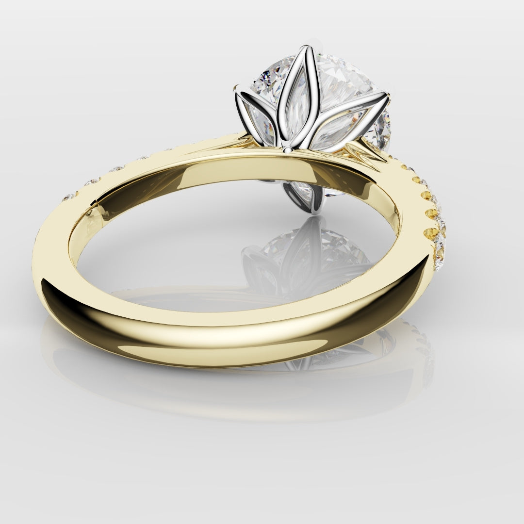 Round Brilliant Cut Tulip Detail Engagement Ring