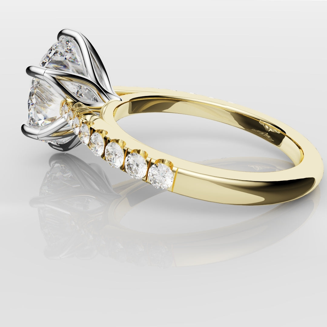 Round Brilliant Cut Tulip Detail Engagement Ring