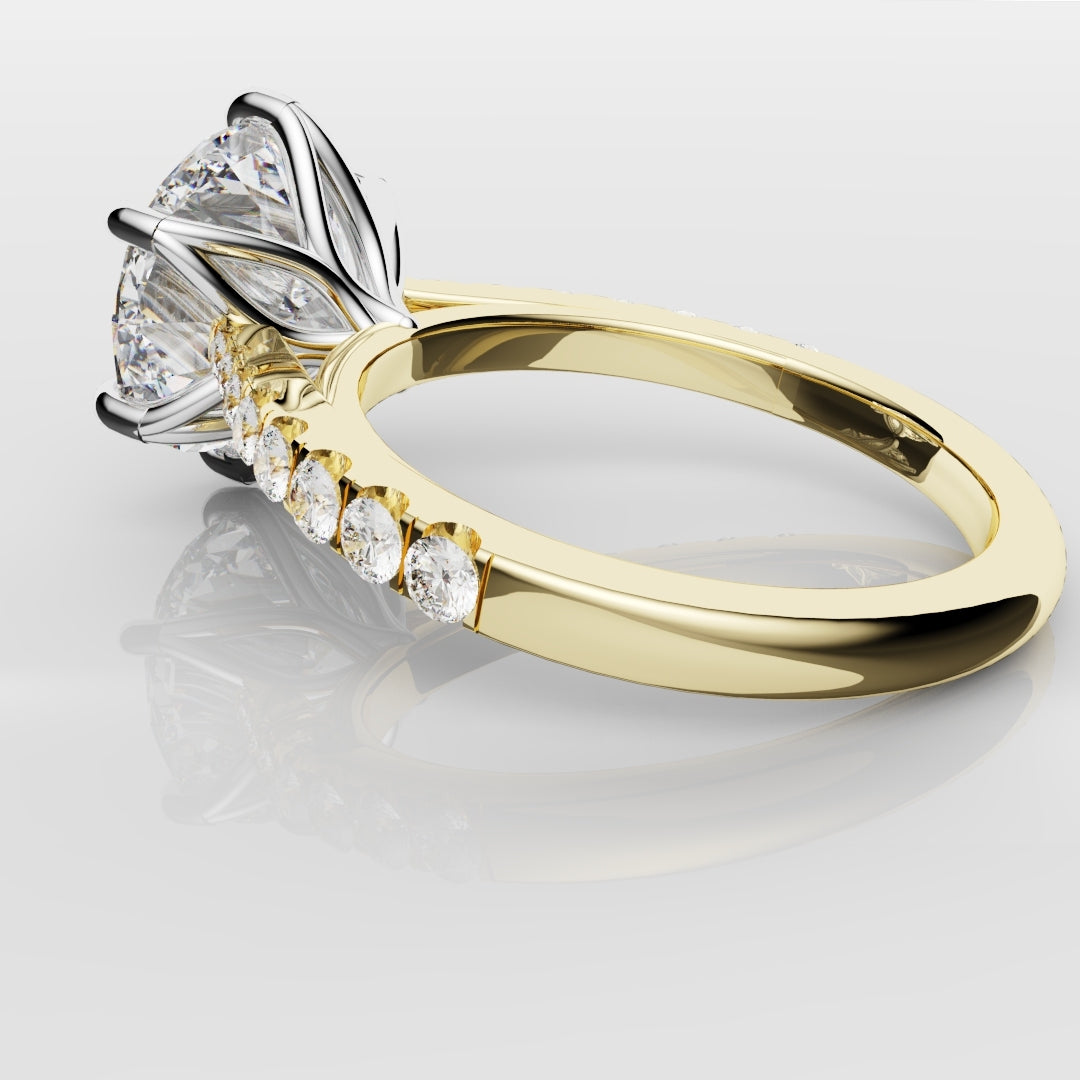 Round Brilliant Cut Tulip Detail Engagement Ring