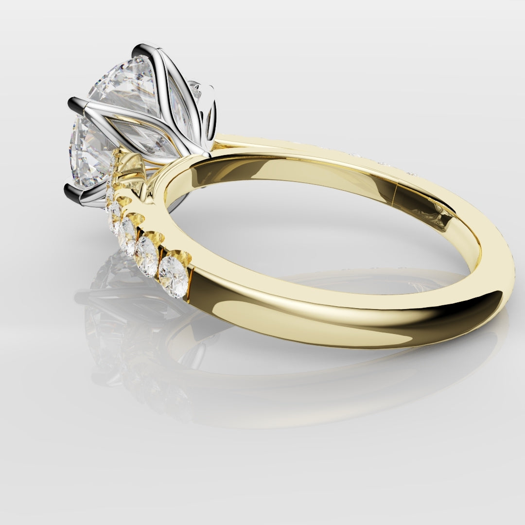 Round Brilliant Cut Tulip Detail Engagement Ring