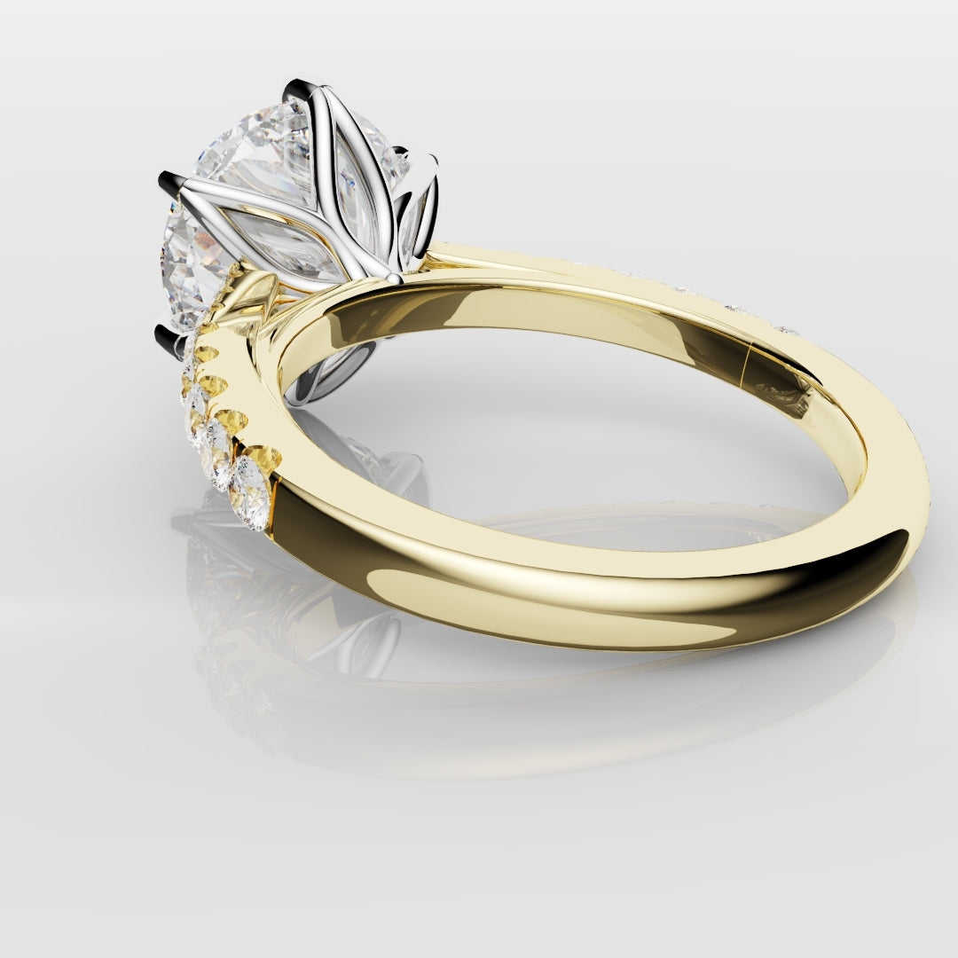 Round Brilliant Cut Tulip Detail Engagement Ring