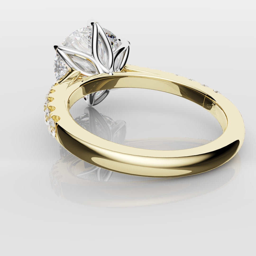 Round Brilliant Cut Tulip Detail Engagement Ring