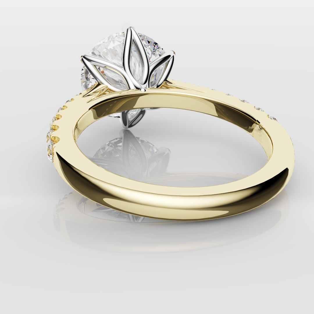 Round Brilliant Cut Tulip Detail Engagement Ring